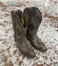 Girls Laredo Western Snip Toe Cowgirl Boots Sz 11D Distressed Leopard Interior