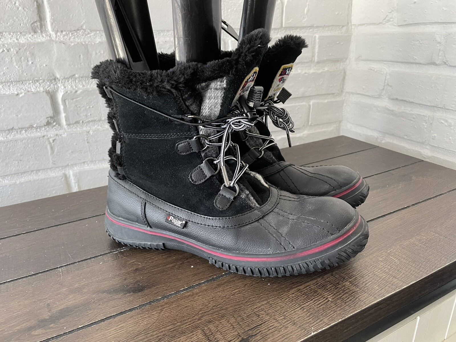 Pajar Canada Black Shearling Lined Snow Duck Women Winter Boots Sz 10