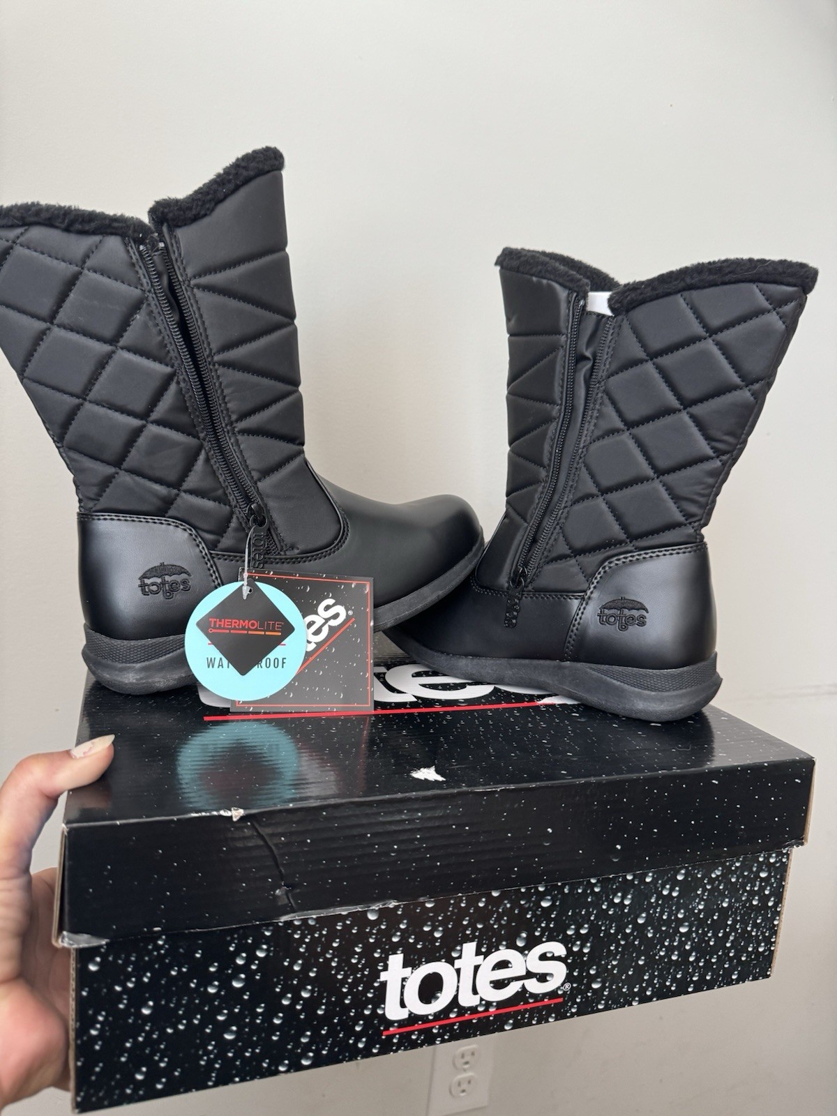 Snow Boots Edgenblack Totes Waterproof Toddler Girls Winter Boots Black Thermal