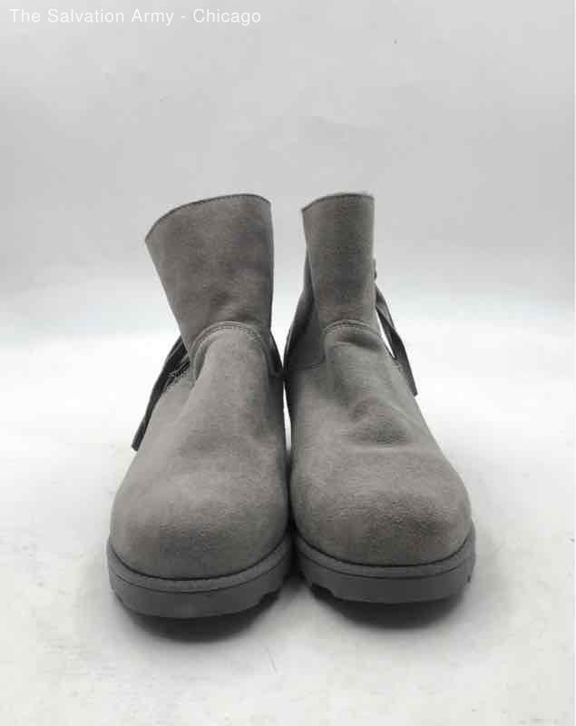 Bearpaw Womens Megan Gray Suede Round Toe Side Zip Tasseled Snow Boots Size 8