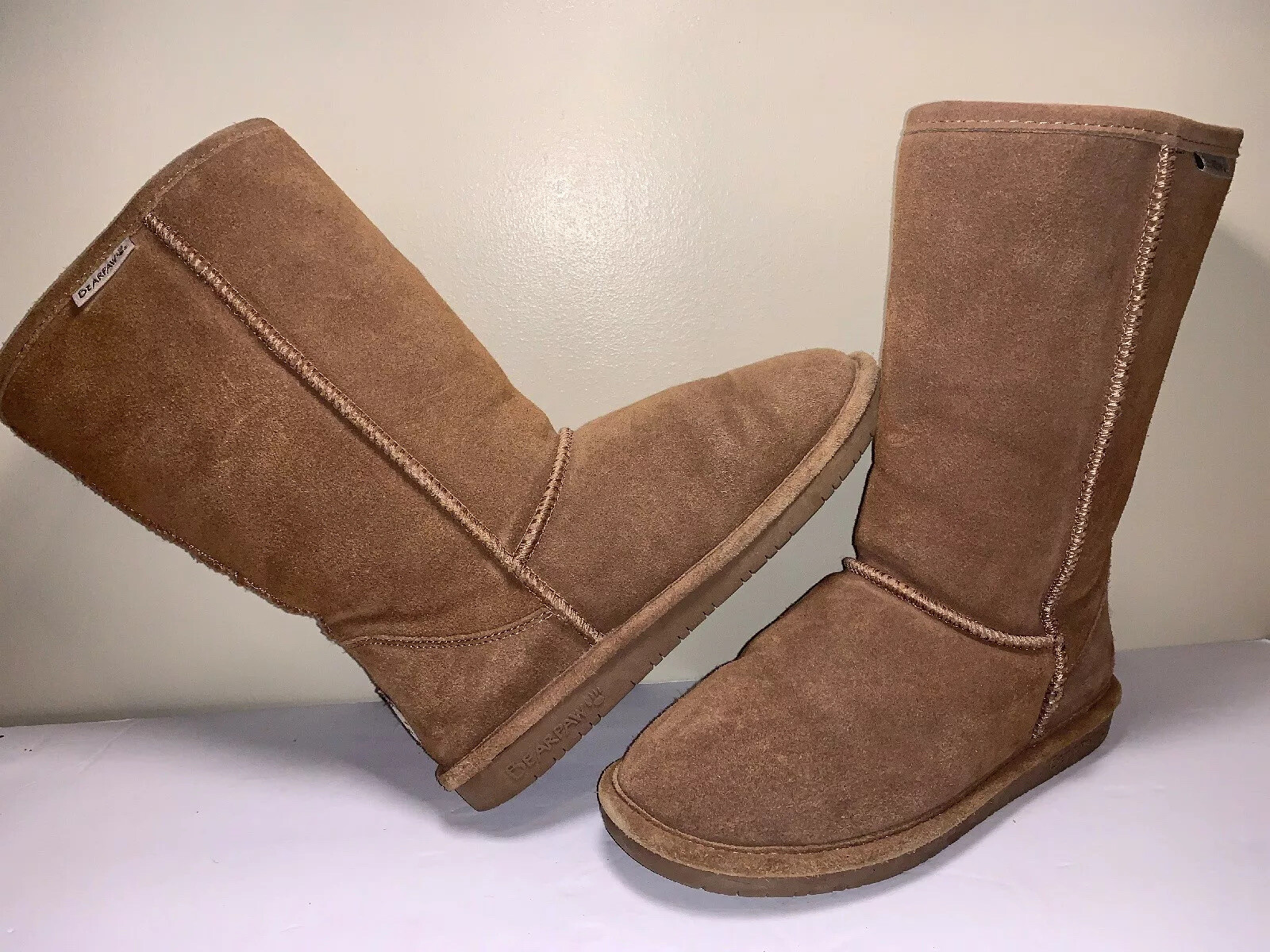 BEARPAW SZ 8 M BROWN LINED WOMEN WINTER BOOTS SHOES RJ-12