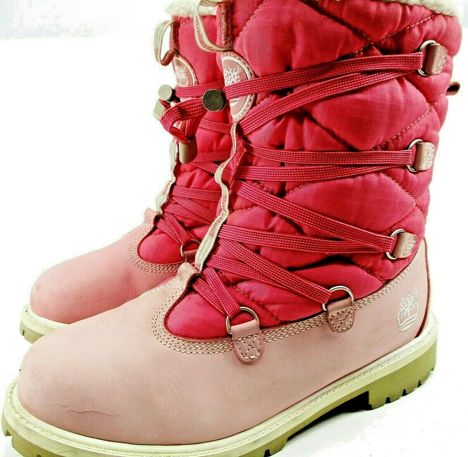 Timberland Women Winter Boots Pink Faux Fur Lined Size 6M Style 72907 China