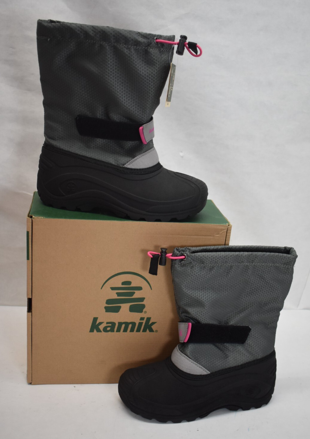 Kamik Finley 2 Boot Girls Toddler Youth Boots Grey & Pink Winter Boots Kids Sz 5