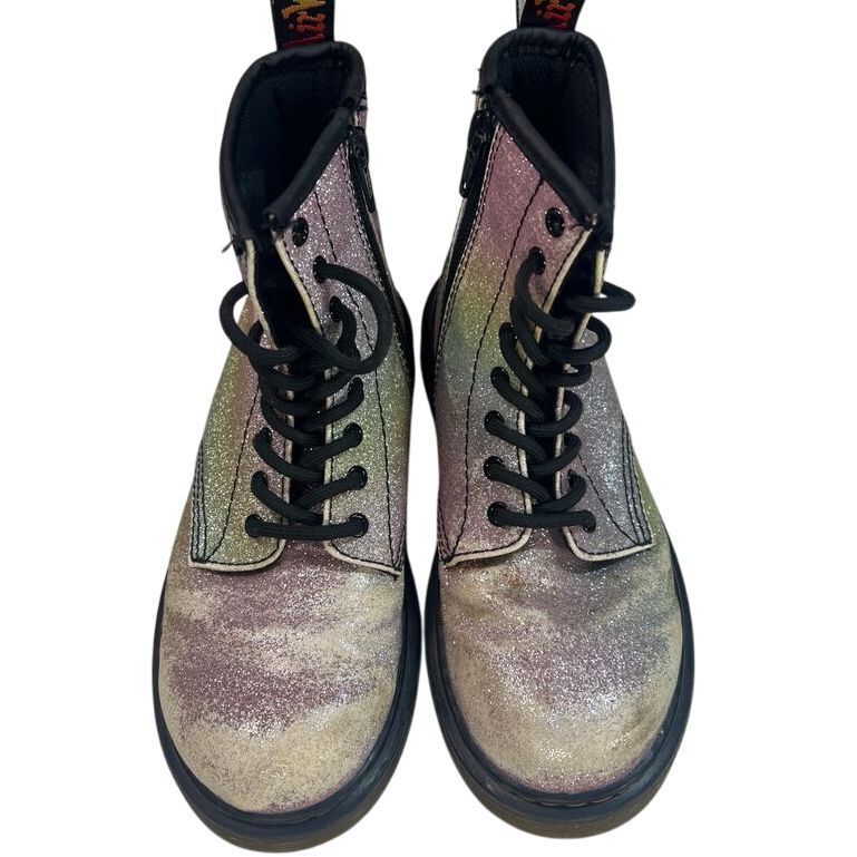Dr. Martens Girls US 2 Glitter  Rainbow Combat Boots Iridescent Platform Fairy