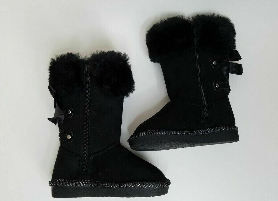 Jumping Beans Peppermint Toddler Girls’ Winter Boots, Black, 10T