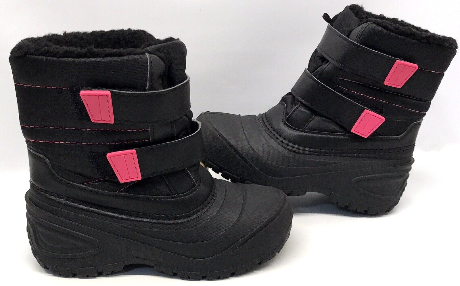 Wonder Nation Girls Winter Boots Size 13y Skid Resistant Black Pink Cozy Warm