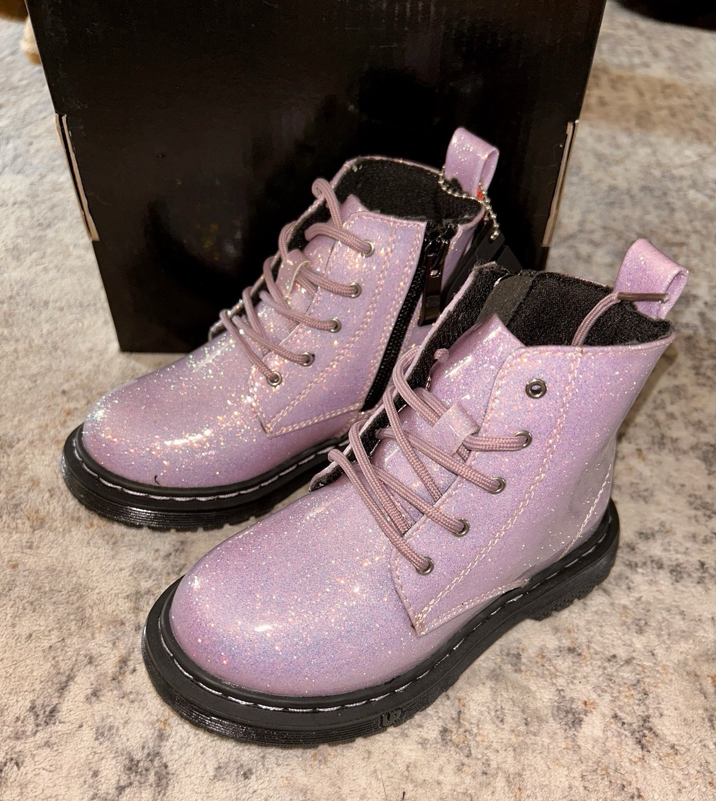 Ground Up Girls Boots Sz 9c Purple Sparkle Glitter