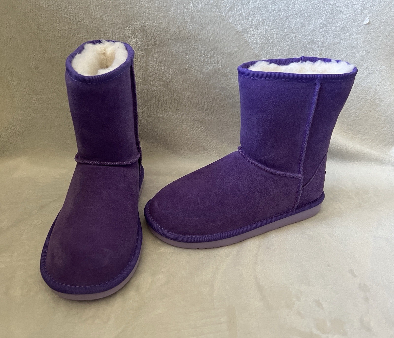 Ugg Koolaburra Boots K Koola Short Girls Sz 1 Suede Fur Lined Purple