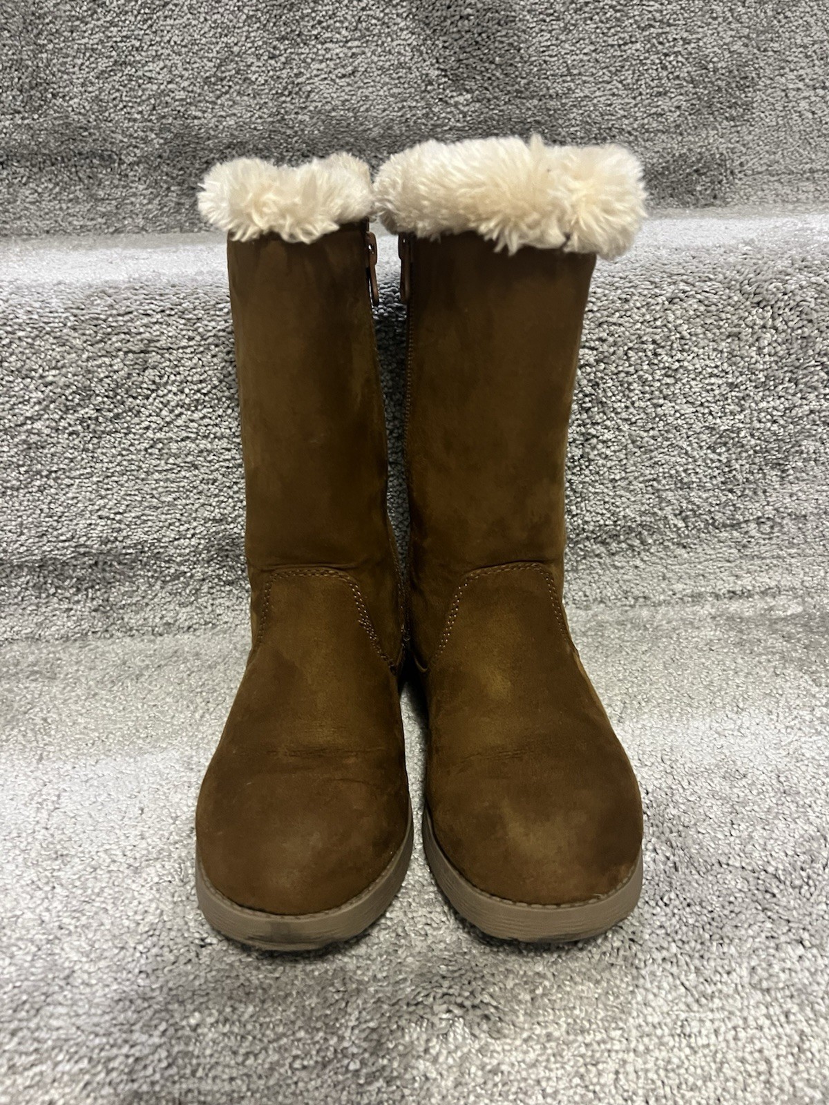 Cat And Jack Girls Boots Size 13 Brown Suede Tall Fall/Winter Zipper Casual