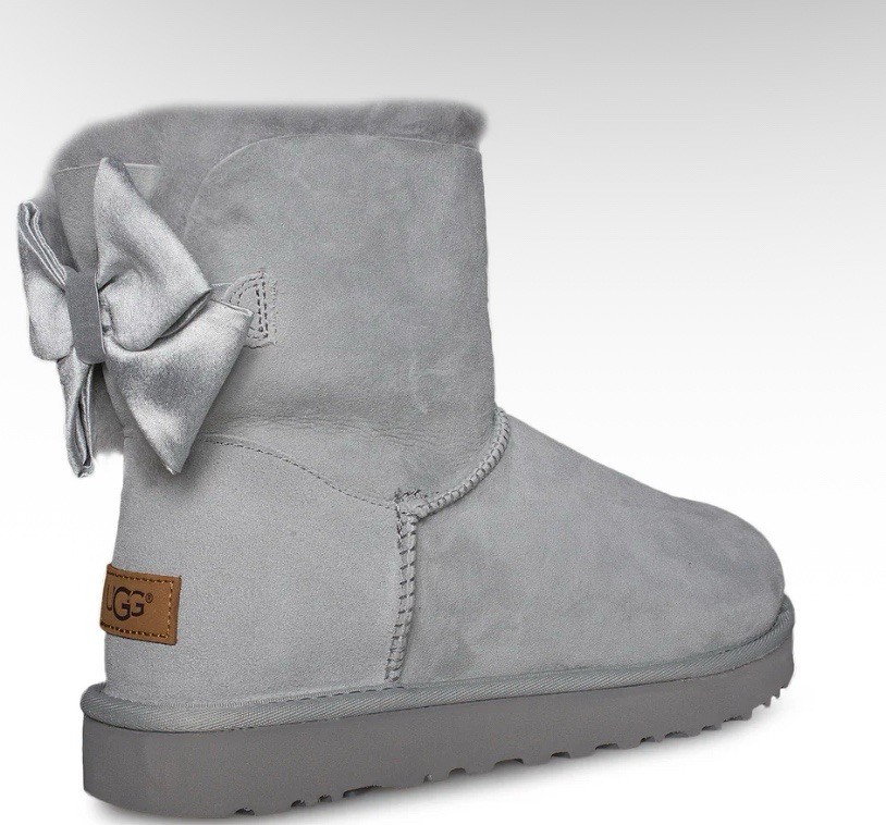UGG MINI BAILEY BOW II GLAM WOMEN BOOTS SUEDE GREY VIOLET US 6/UK 4