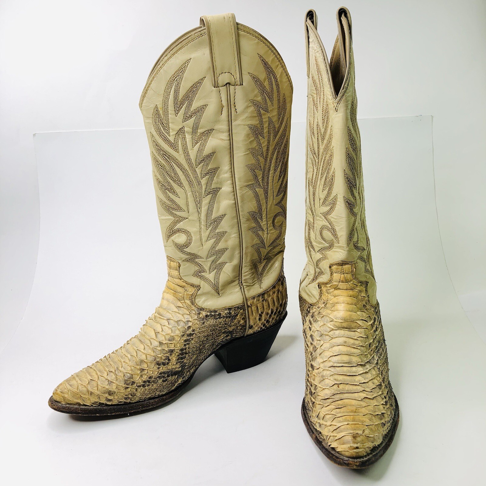 JUSTIN Women Boots sz 6 B Tall Bootie Western Cowboy Classic Leather Snake Skin