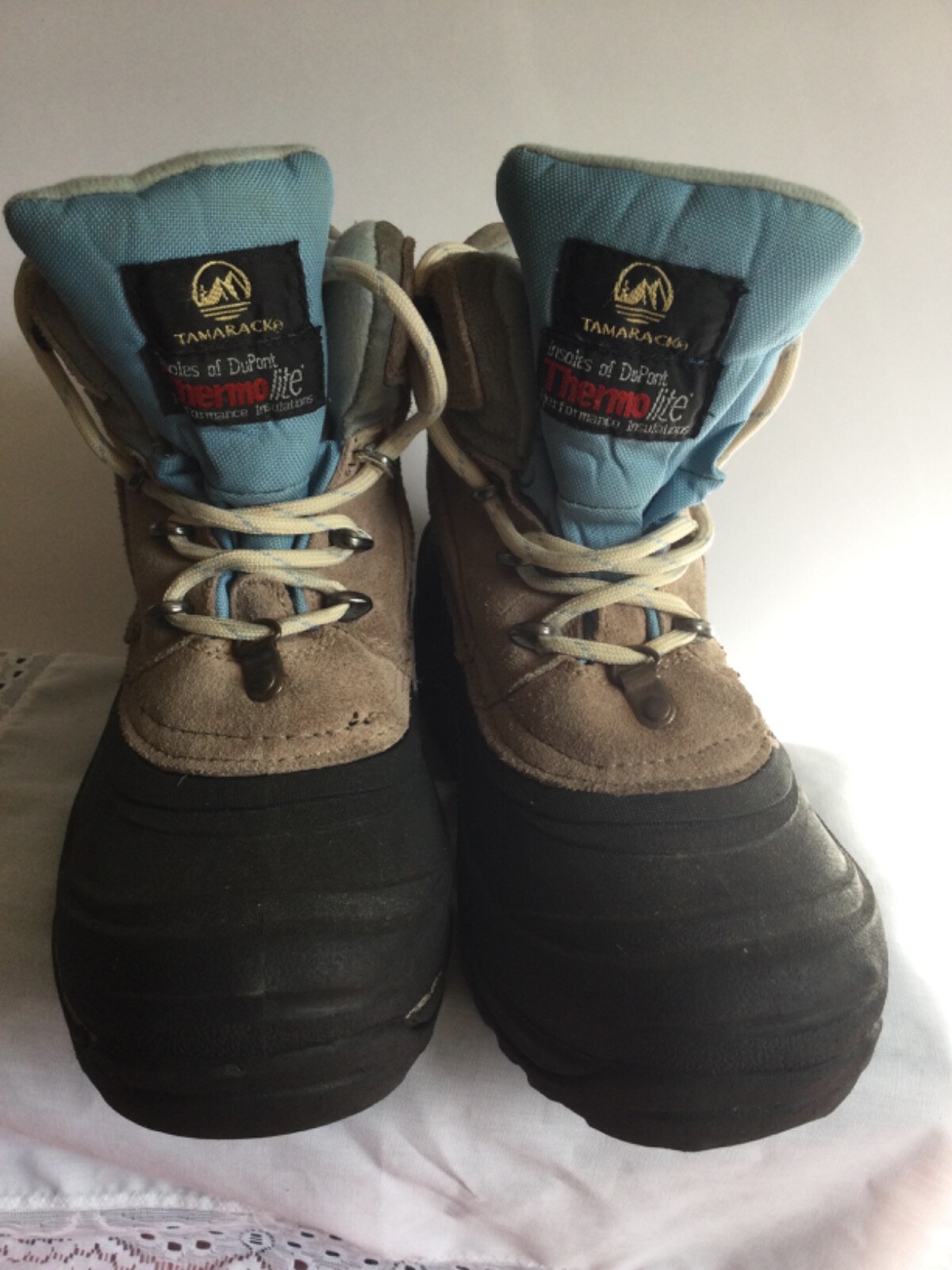 Tamarack Thermo Lite Women Winter Boots Tan /Black Size 6 Lace Up Leather Upper