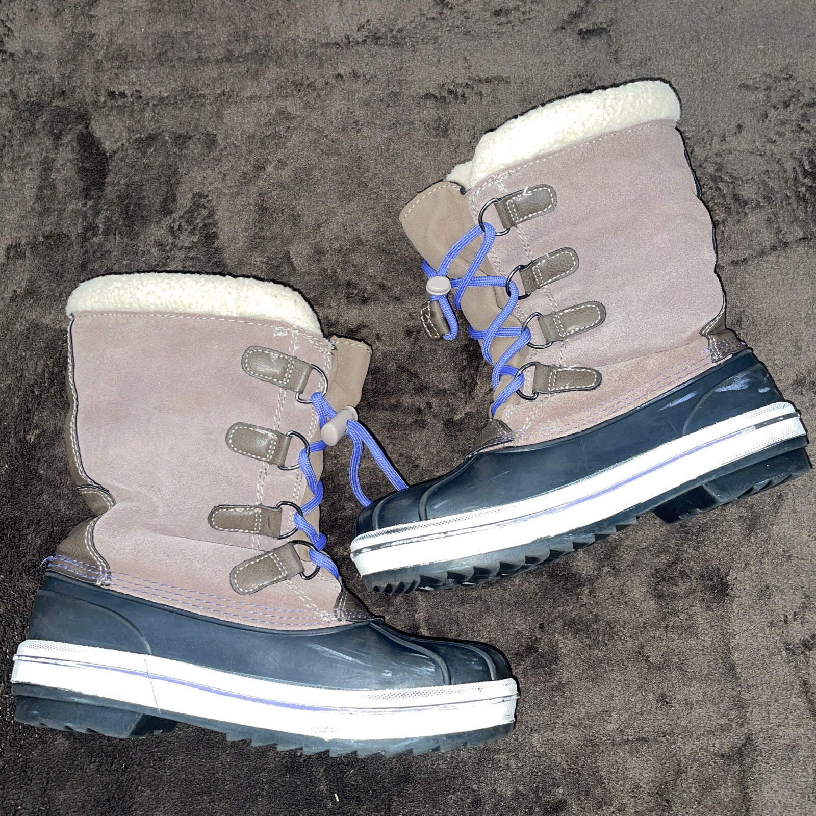 Cat & Jack Girls Waterproof winter boots Size 3 Brown faux fur