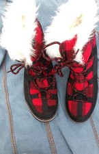 Maurice Women Winter Boots Black & Red Buffalo Plaid Faux Fur  Size 7 1/2 Medium