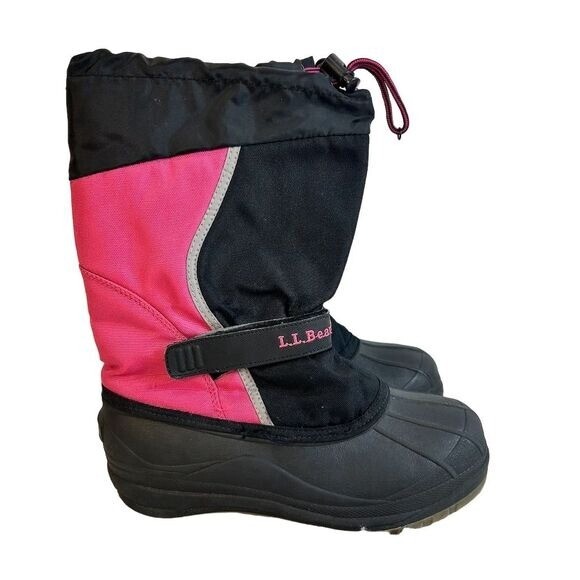 L.L. Bean Northwoods Girls Boots Pink Black Size 6 Waterproof Insulated