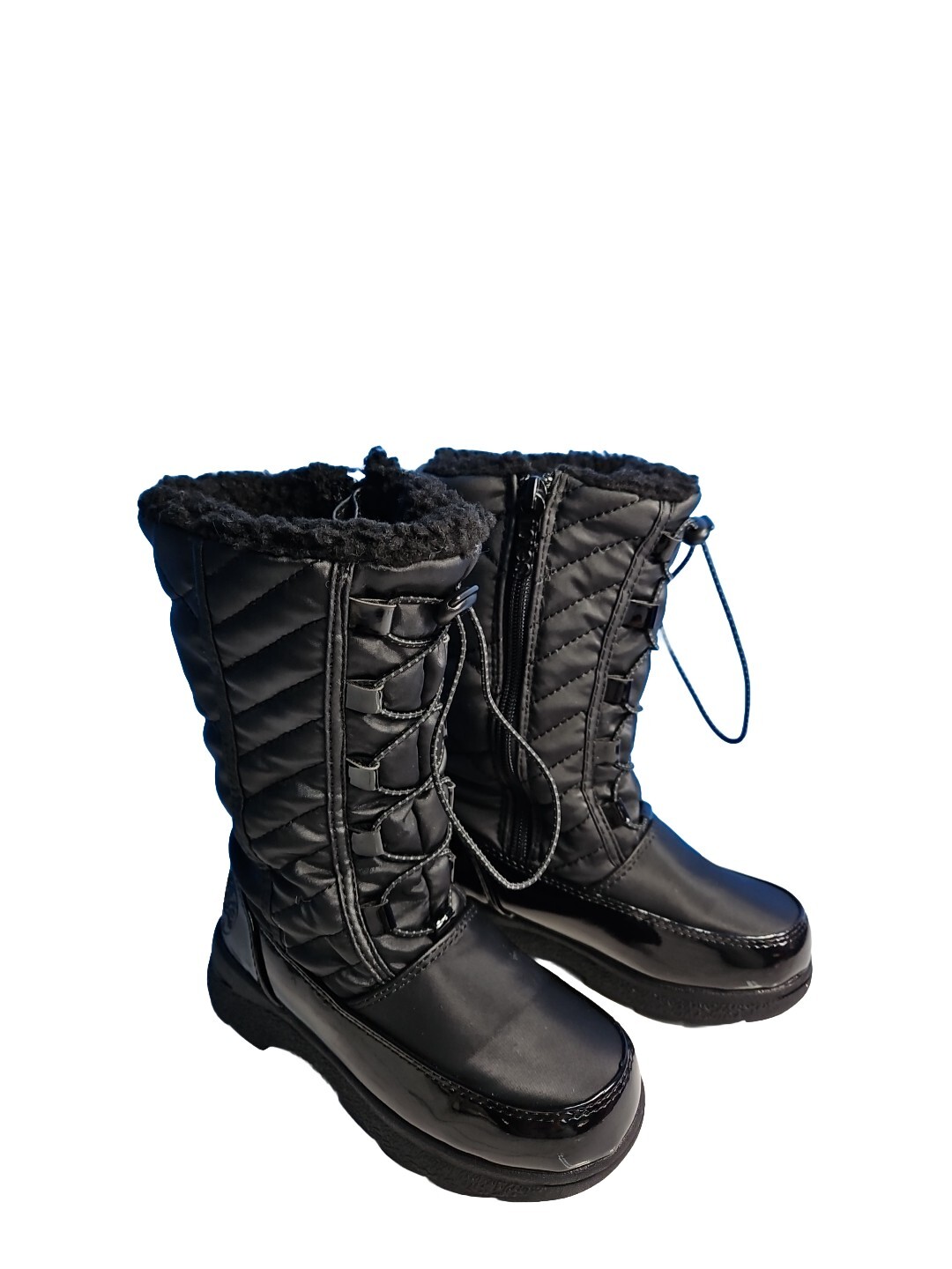 Tote Toddler Girls Black Fur Sole Zipper Up Winter Boots Toddler Sz 11