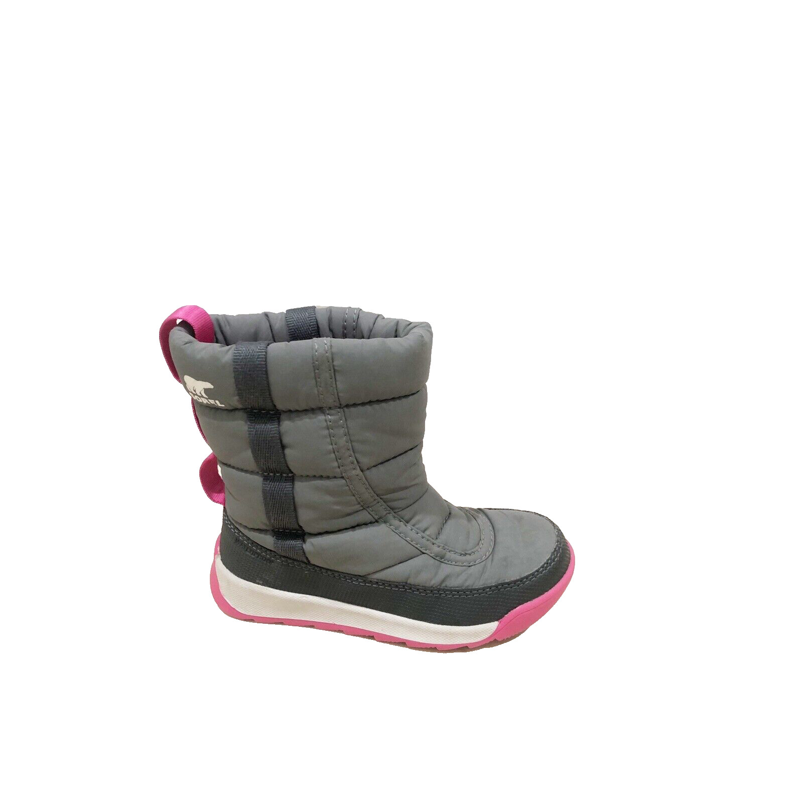 Sorel Girls Winter Booties Whitney II Puffy Snow Pink Grey Size 10 ($)