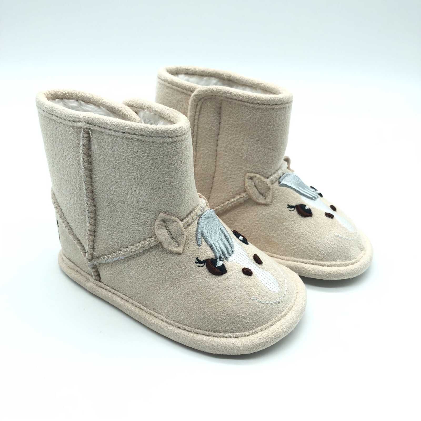 Cartoonimals Boys Girls Winter Boots Faux Suede Faux Fur Lined Horse Beige 4