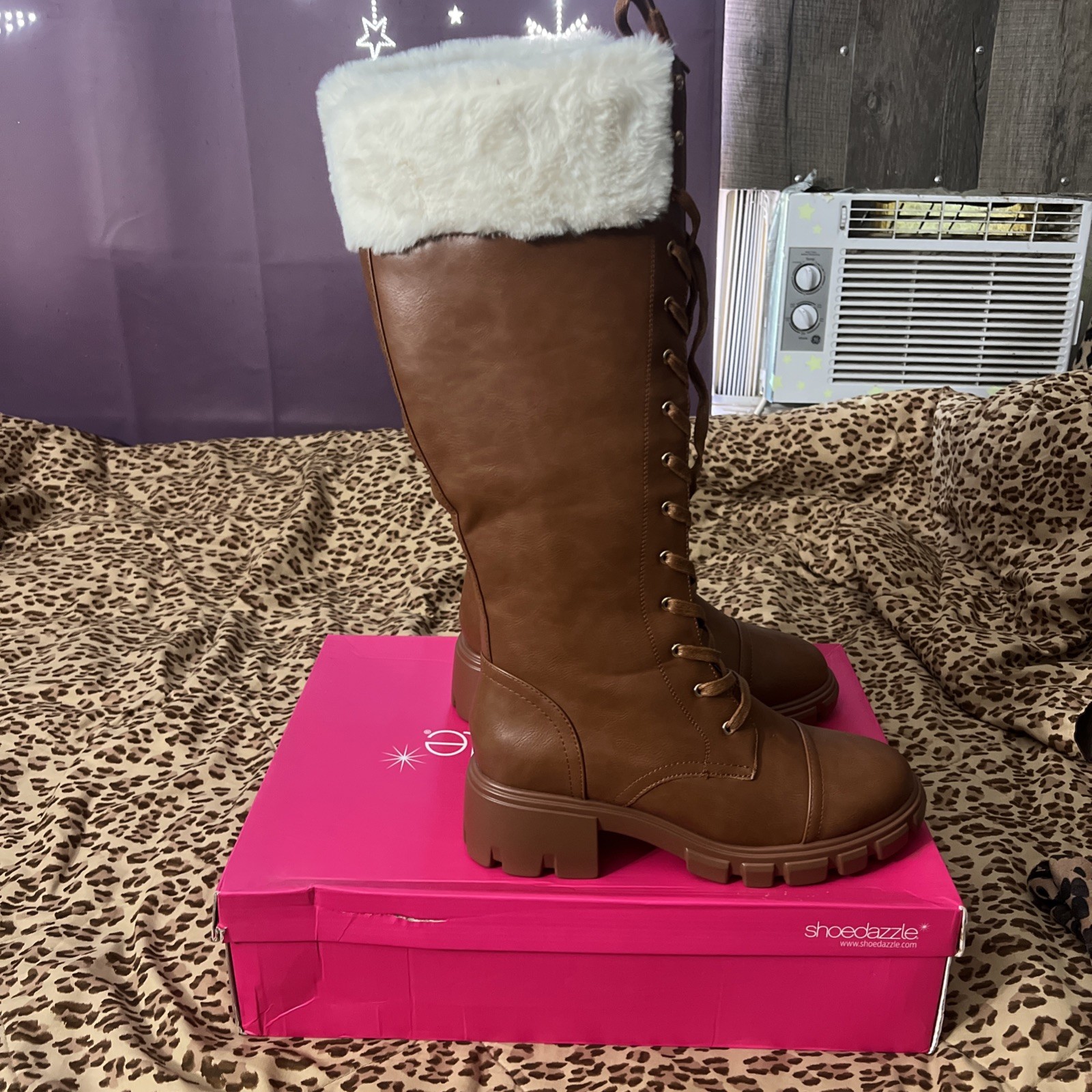 ShoeDazzle flat Women boots Machara Leather Brown Size 12 Women’s