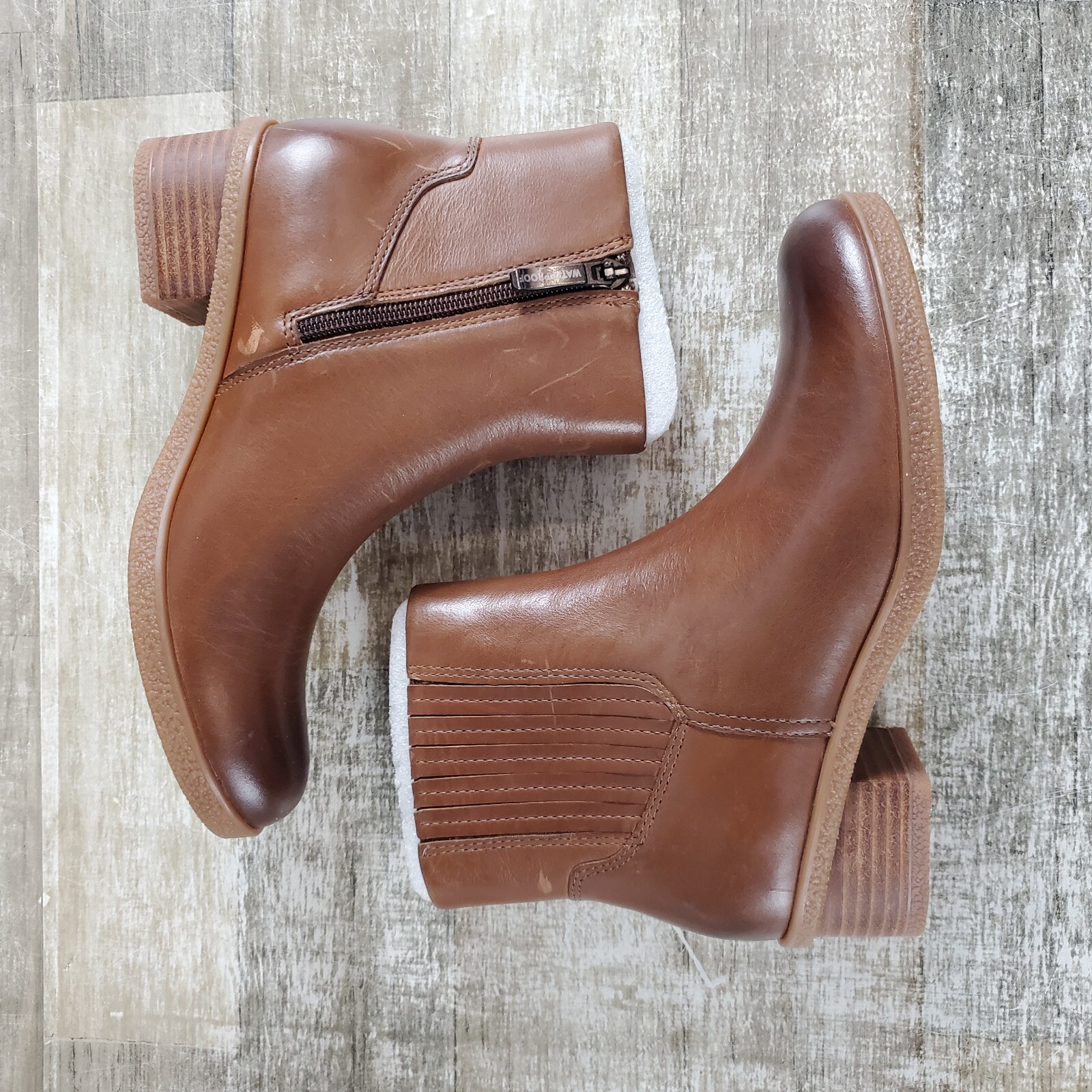 Dansko Daisie Waterproof Tumbled Women Boots Sz 5.5 – 6 Brown Leather Side Zip