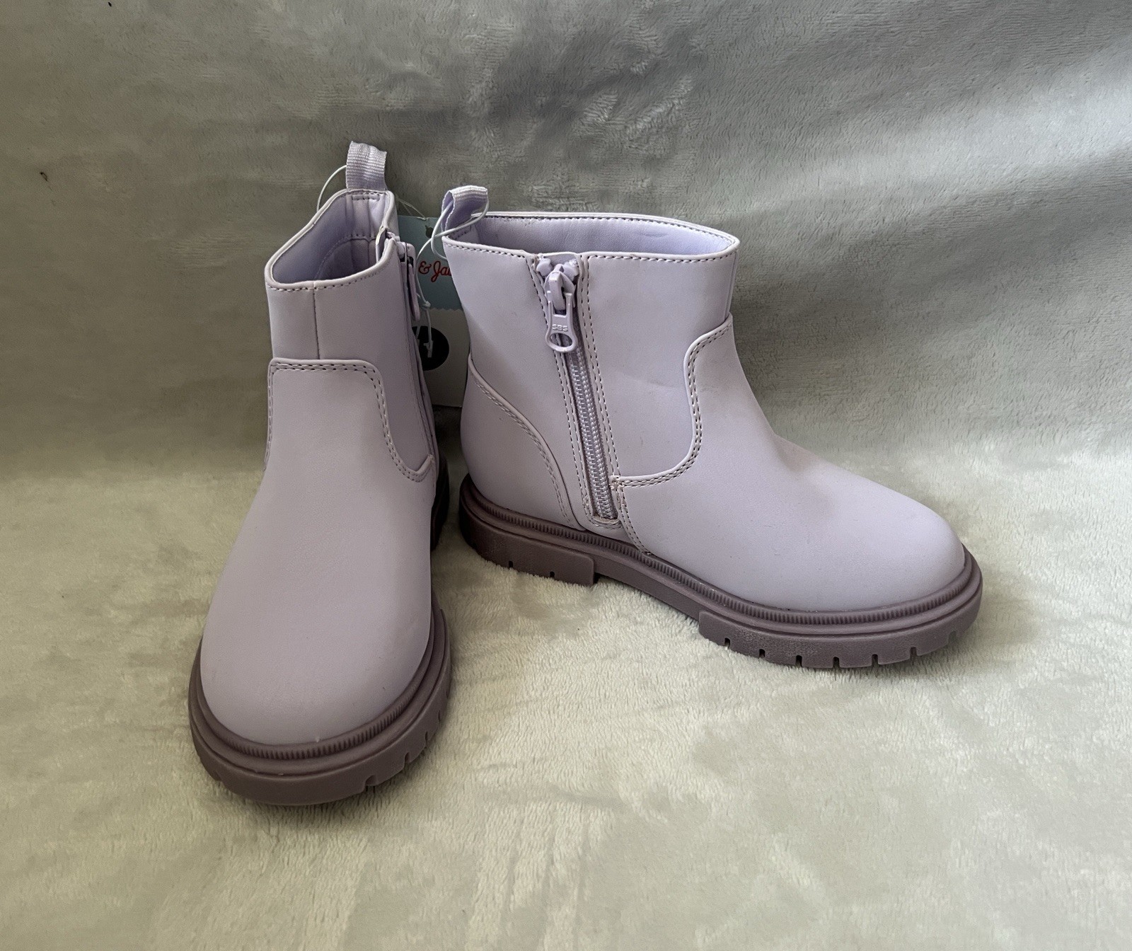 Cat & Jack Boots Toddler Girls Sz 11 Flora Purple Zipper Shoes Chelsea *Flaw