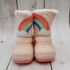 Cat & Jack Toddler Girls Pink Rainbow Winter Boots Waterproof Lined Rain Size 5