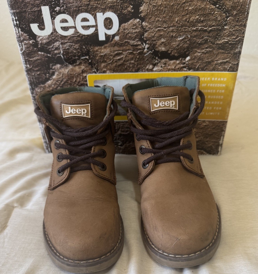 JEEP HAMILTON FOR Girls Leather Boots Sz 5 -64921 Brown Preowned