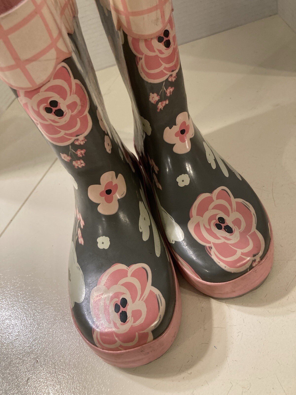 Girls Boots Size 12 Stephen Joseph Child Rain Boots Charcoal Floral