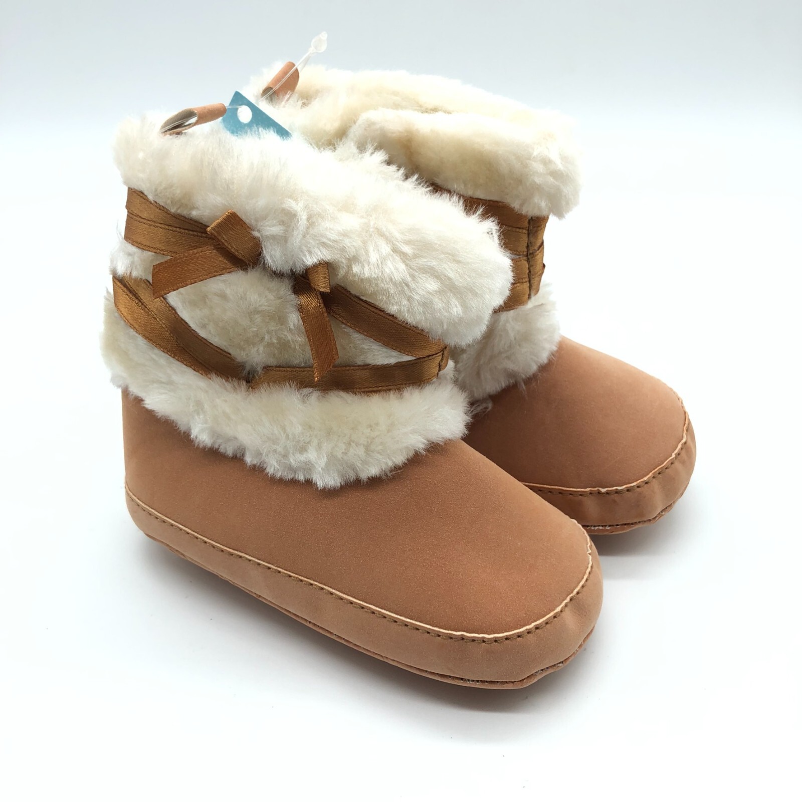 Itaar Baby Girls Winter Boots Soft Sole Faux Fur Lined Faux Suede Brown 9-12M