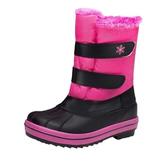 Vepose Girls Pink & Black Winter Boots Faux Fur Size 01
