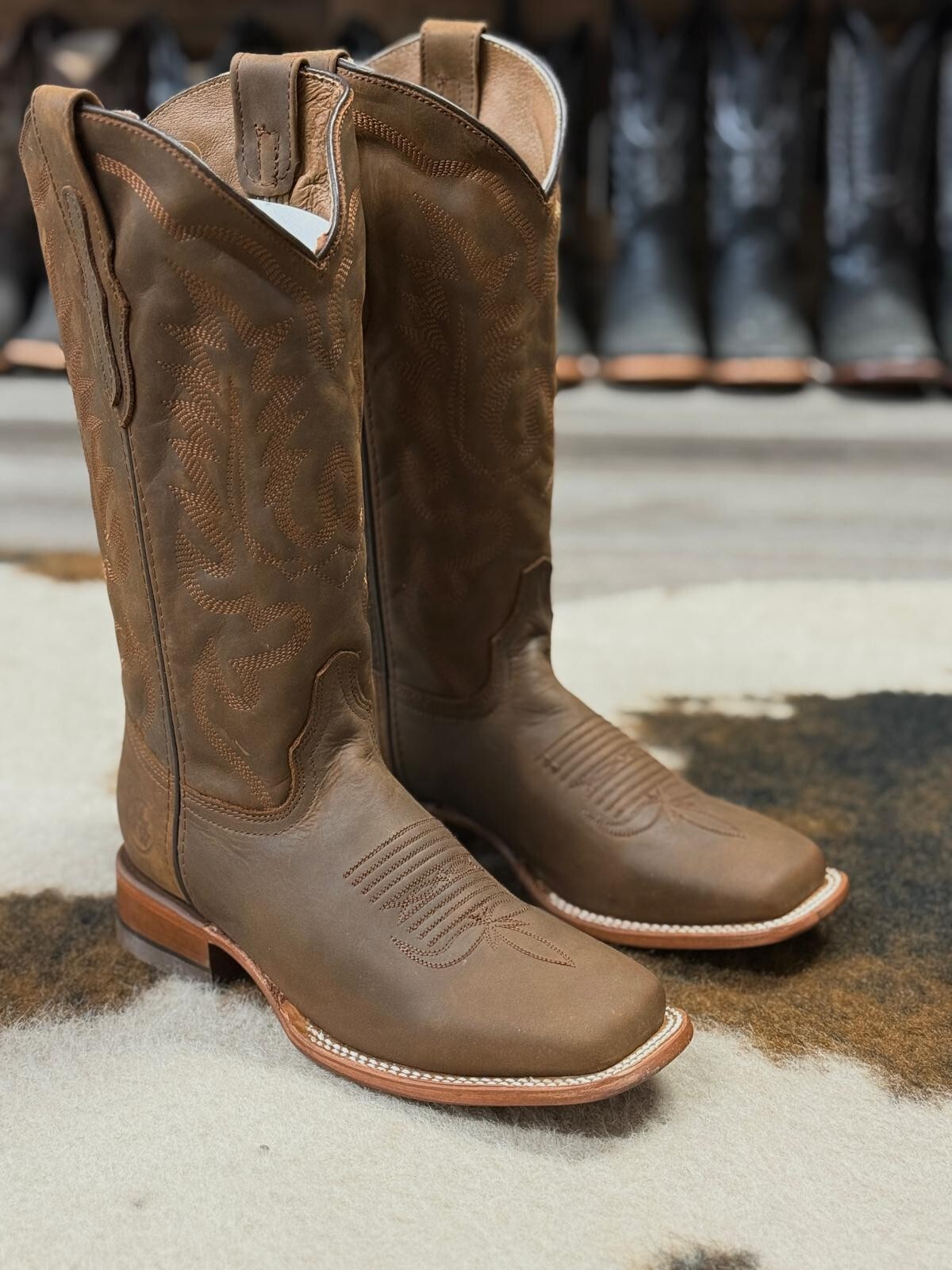 WOMEN’S COWGIRL WESTERN SQUARED TOE  BOOTS SMOOTH LEATHER 072 JAYLIN TAN RANCH