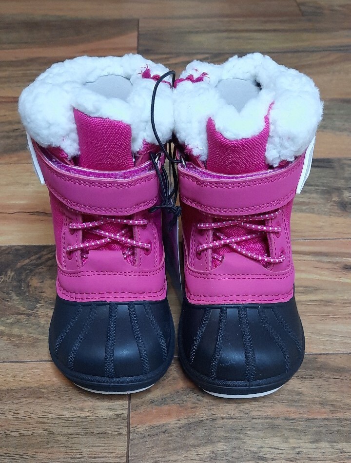 Cat & Jack Girls Winter Boots Toddler Size 5 Pink Black Faux Fur Lined NWT