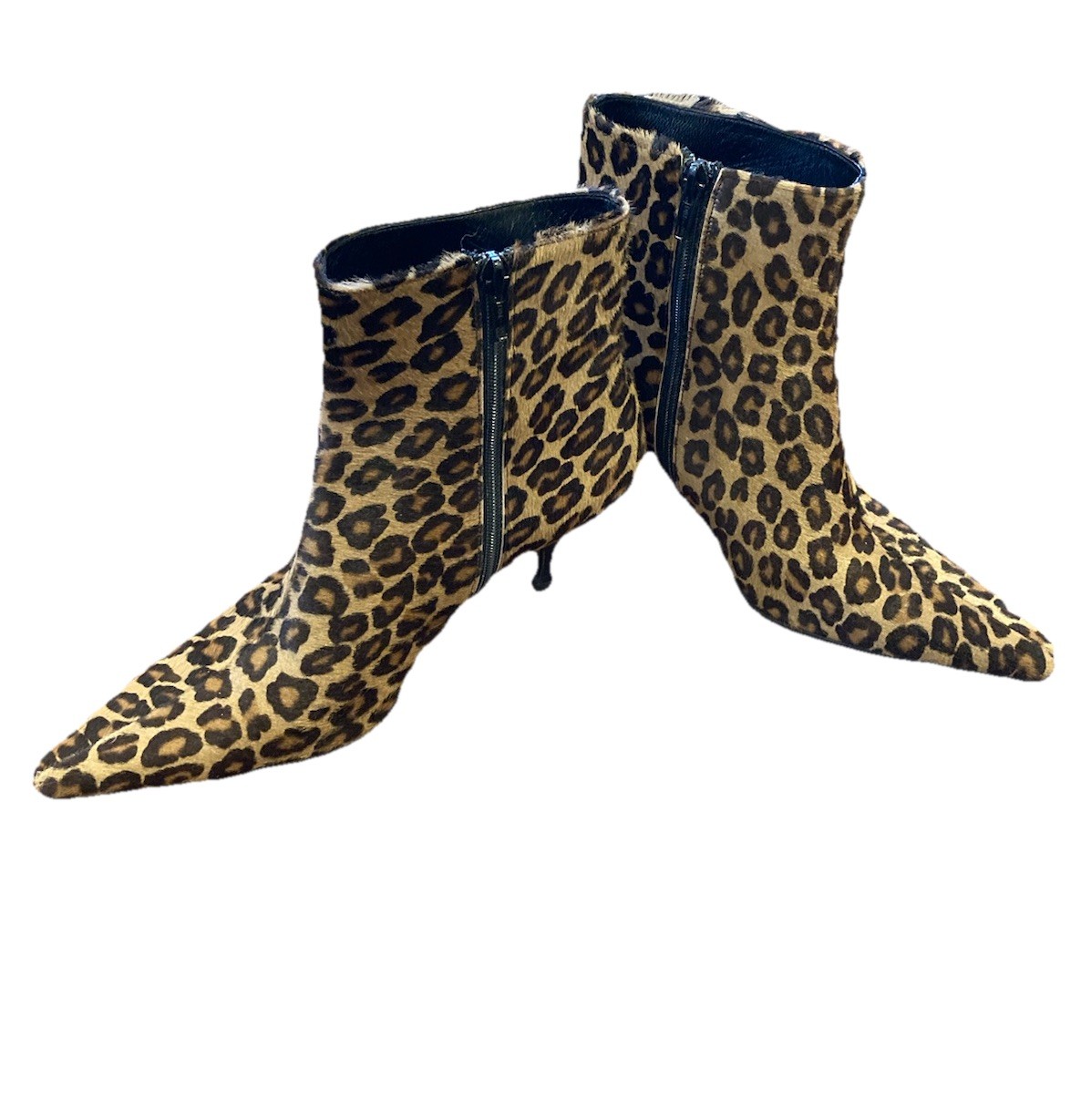 Enrico Antinori Italian Boots Pointed Toe Calf Hair Leopard Print Size 38.5/7.5