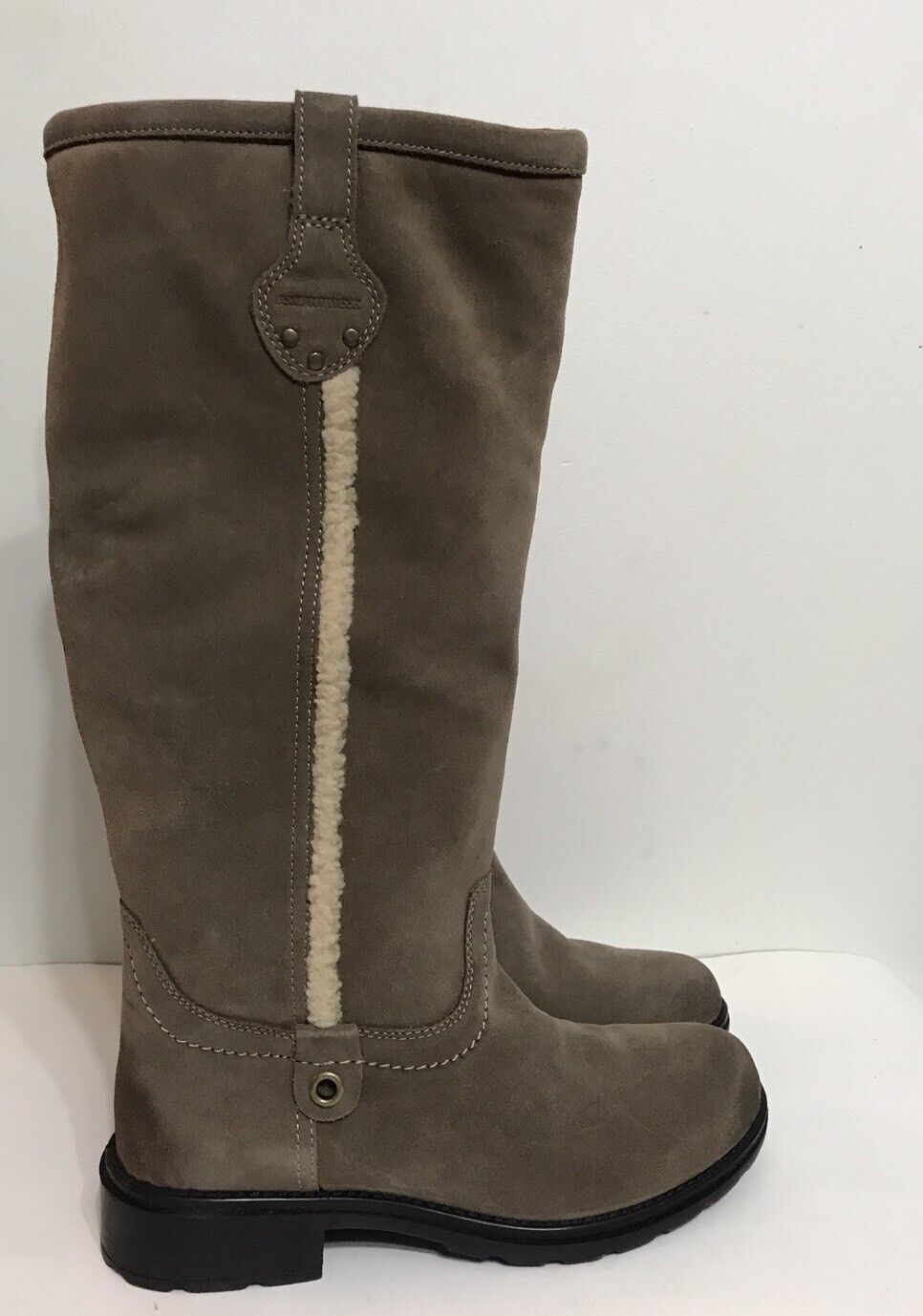Nwb Geox Ortisei Fur/Suede Taupe ZipUp Women KneeHigh WinterBoots Sz 41 Or 10.5