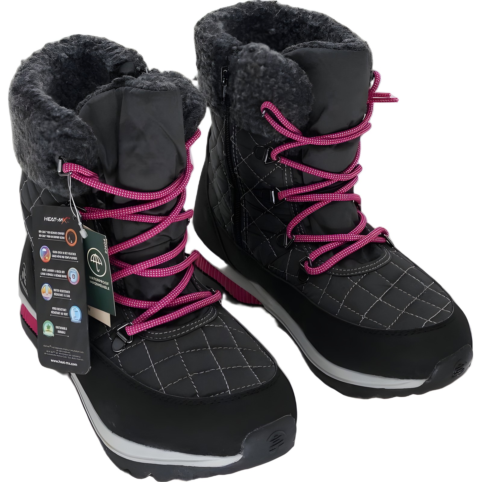 Kamik Gemini Charcoal & Fuchsia Girls Boots Sz Big Kid 7 – Fast Ship