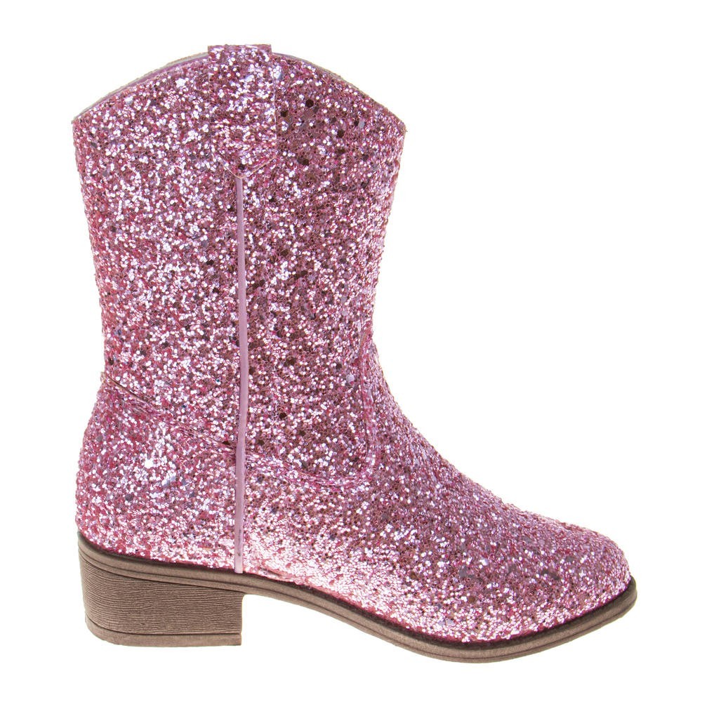 Kensie Girls Glittery Western Boots – Pink Size 1
