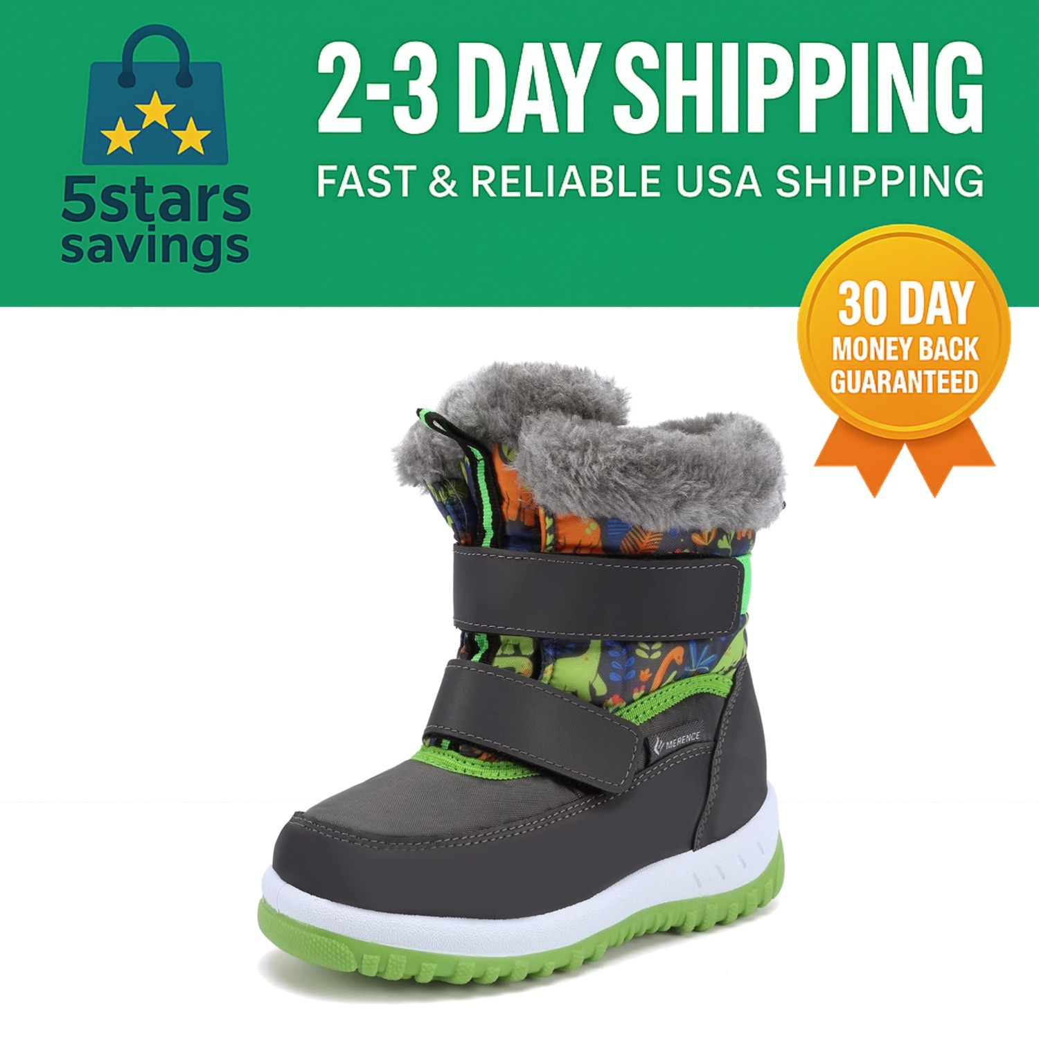 Water Resistant Boys and Girls Winter Boots – Fur Lined & Reflective Safety