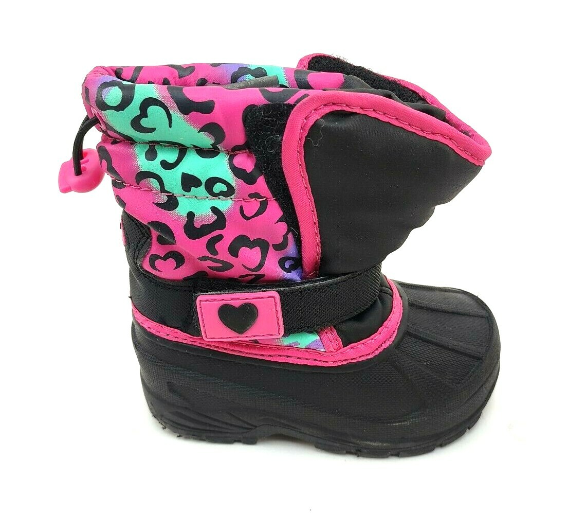 Athletech Girls Winter Boots US Size 6M Pink Black Hearts Cheetah New No Box