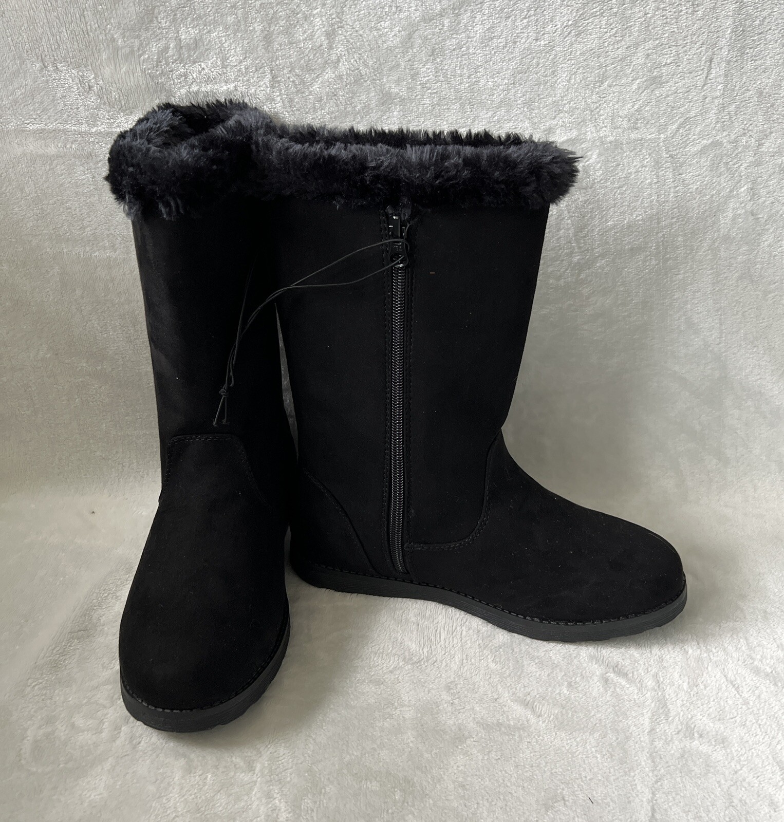 Cat & Jack Winter Boots Girls Size 4 Faux Fur Snow Kameryn Black