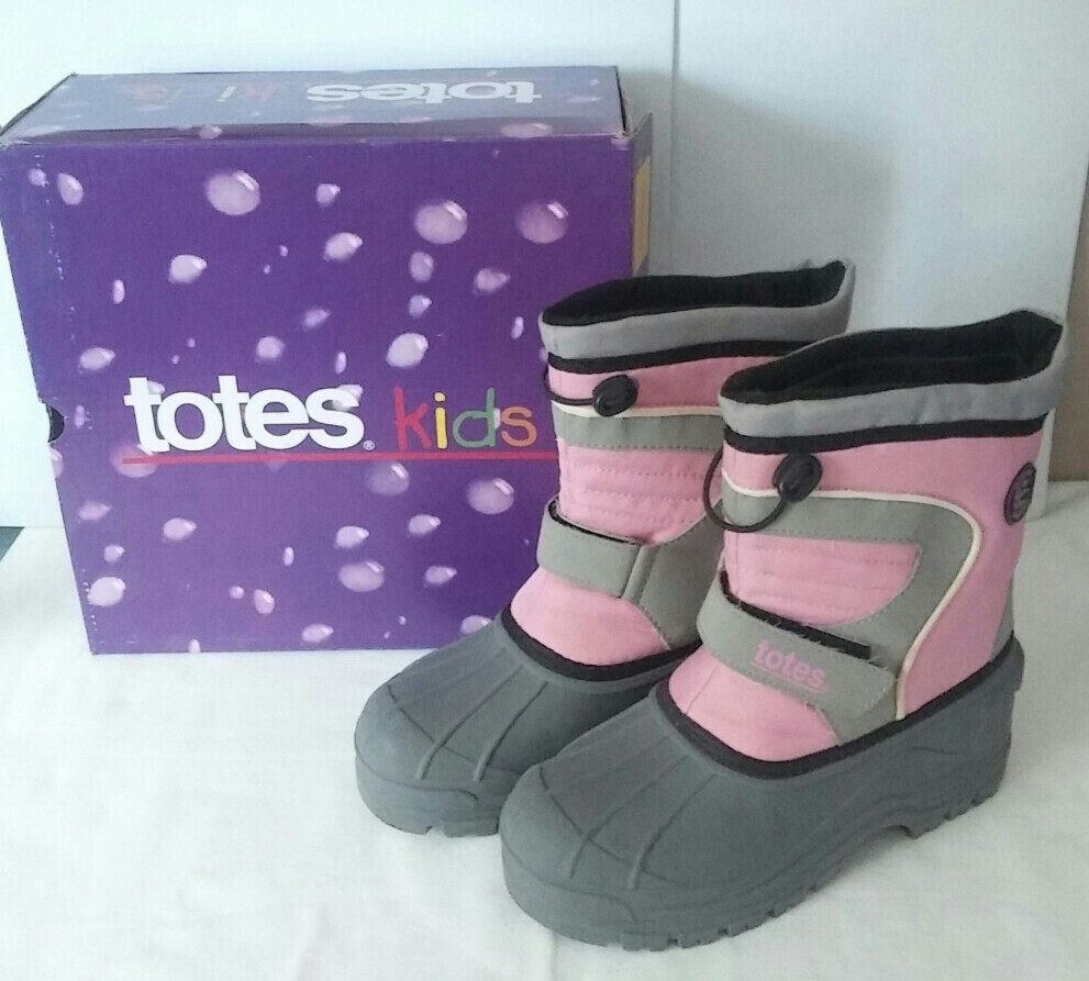 TOTES KIDS GIRLS WINTER BOOTS SIZE 4 COVERTS TO WOMEN’S SIZE 5.5 PINK & GREY