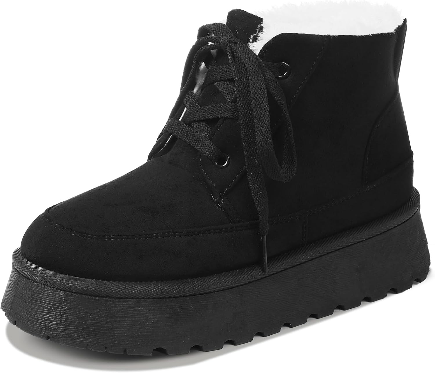 Uacllcau Platform Mini Boots for Women Winter Warm Faux Fur Lining…