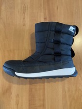 Sorel Youth Whitney II Puffy Mid Girls Boots Black White Size 3 Excellent