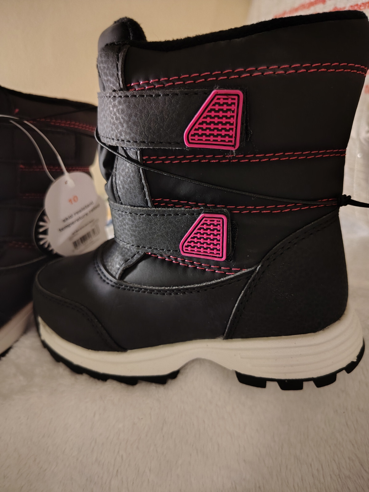 Wonder Nation Toddler/Baby Girls Winter Boots Black, White and Pink Size 10