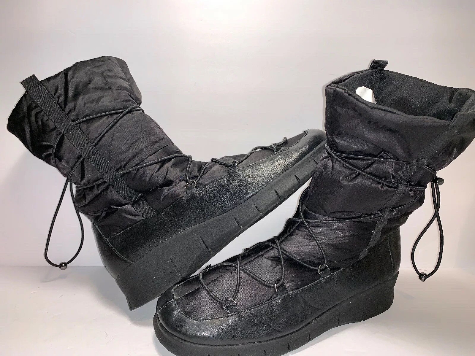 AEROSOLES SZ 10 M BLACK Leather TOGGLE MID CALF WOMEN WINTER BOOTS BMW-5