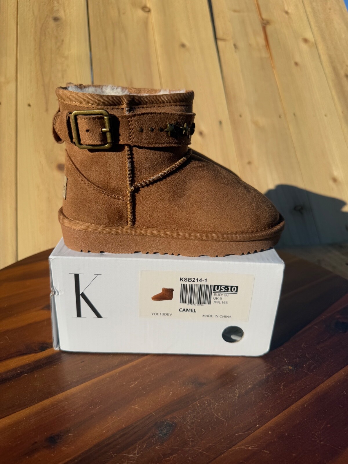 Dream Pairs Toddler Girls Winter Boots Camel Brown Fur Lined Shoe Size 10