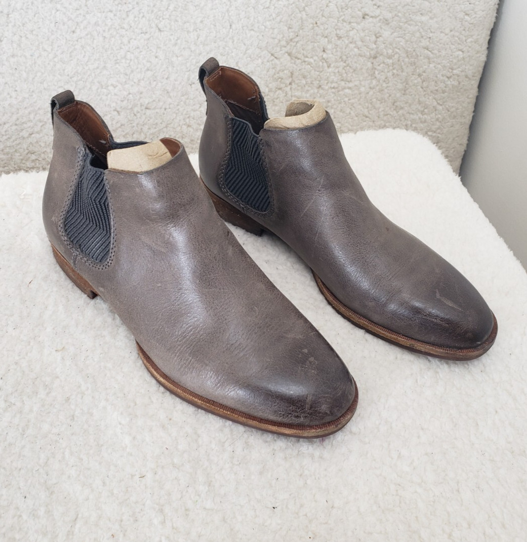 Kork Erase Women Boots 7M Gray Leather Pull On Ankle Comfort Flat Booties Shoes