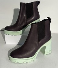 Sorel Women Boots Brex Block Heel Waterproof Leather Chelsea Platform Chunky 6.5