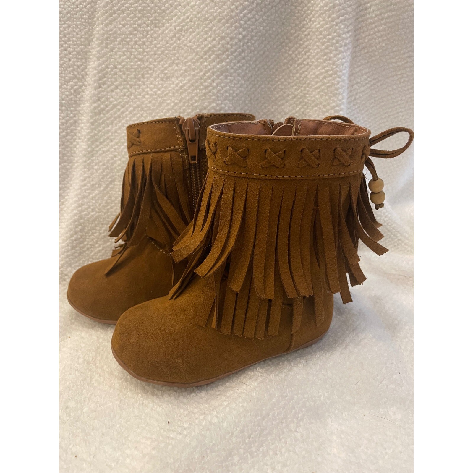 Rampage Girls Boots w/ Brown Fringe, Faux Suede, SIZE 5, Western Zipper boots