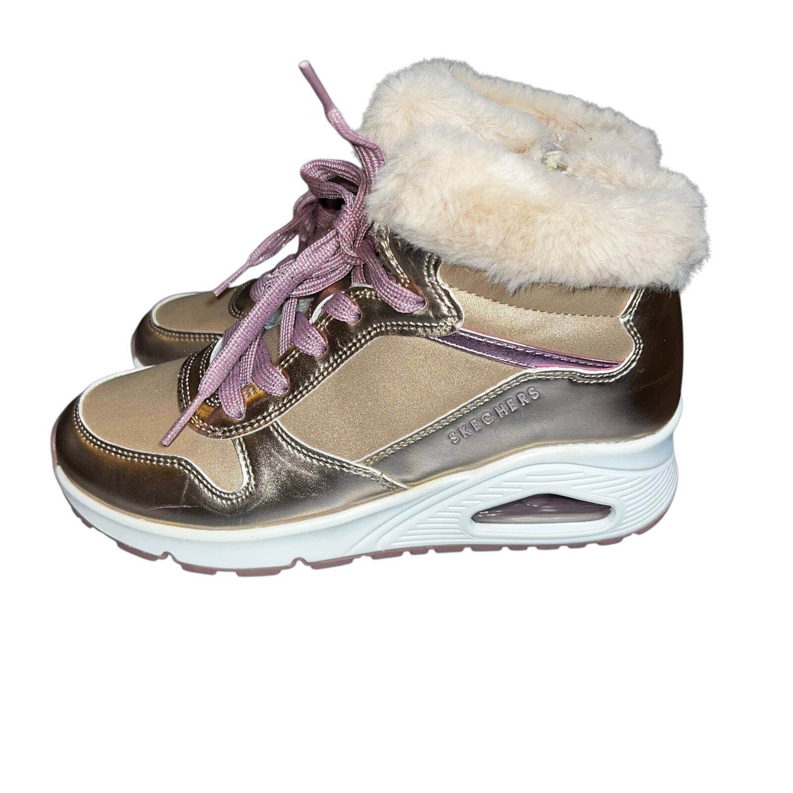 Skechers Street Uno-Cozy on Air Sneaker Rose Gold Size 3 girls winter boots