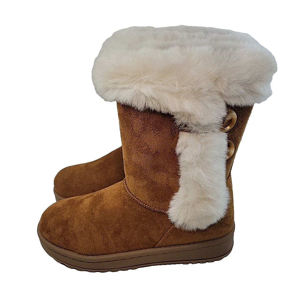 SO Goods For Life Girls Winter Boots Faux Shearling Lined Youth Size 2 Brown NEW